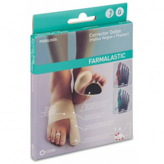 Farmalastic Corrector Doble Juanetes Y Plantar Gel De Silicona Pie Derecho Talla Grande, 1 Ud