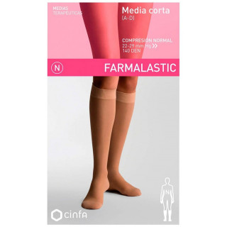 Farmalastic Media Corta Compresión Normal Puntera Abierta Camel T-P