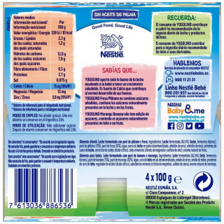 Nestlé Yogolino Fresa Platano Sin Azúcar 100G 4 Unidades