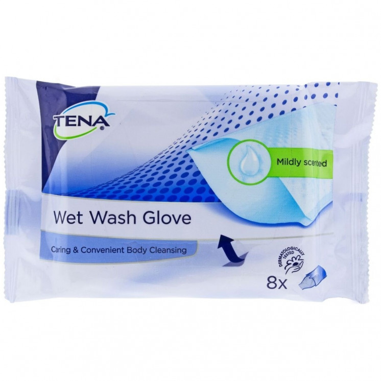 Tena Wet Wash Gloves 8Uds