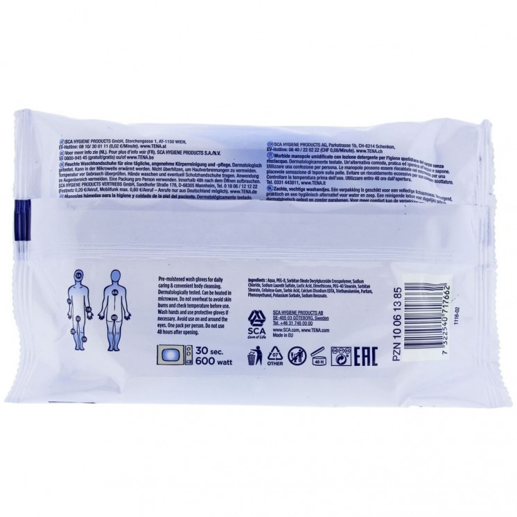 Tena Wet Wash Gloves 8Uds