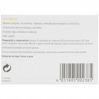 Kabi Complet Polvo Sabor Vainilla 7 Sobres 62G