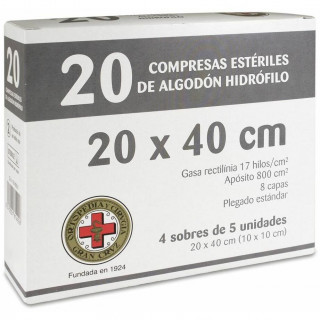 Gran Cruz Gasa Esteril Algodon Compresas 20 U