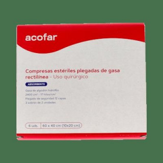 Acofar Gasa Estéril Algodón Hidrófilo 60X40Cm 6Uds