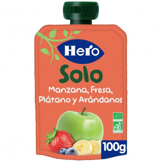 Hero Baby Bolsita Solo Manzana, Fresa, Plátano, Arándanos, 100 G