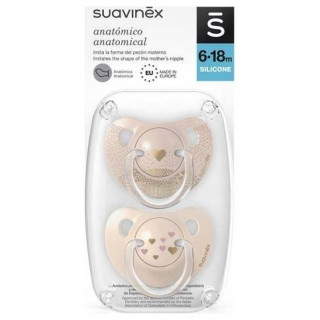 Suavinex Chupete Silicona Anatómico Clásico 6-18, 2 Unidades