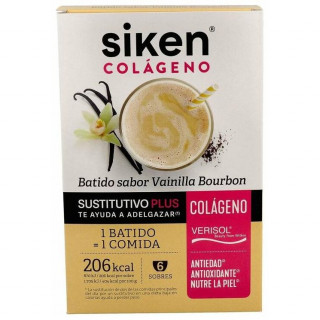 Siken Batido Sustitutivo Con Colágeno Y Sabor A Vainilla 6 Sobres