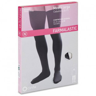Farmalastic Media Larga Caballero Negra Compresión Normal Talla Mediana, 1 Par