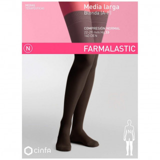 Farmalastic Media Larga Compresión Normal Puntera Abierta Negro Talla Grande, 2 Uds.