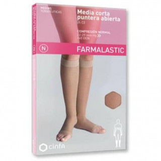 Farmalastic Media Larga Compresión Normal Puntera Abierta Negro Talla Pequeña, 1 Unidad