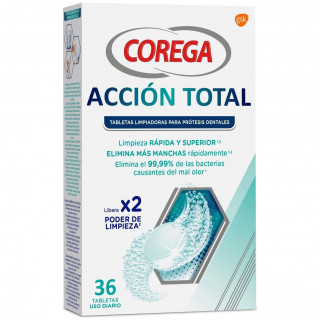 Corega Acción Total Limpiador Prótesis Dental 36Caps