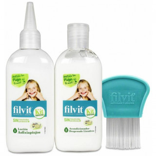 Filvit Kit Antipiojos Loción Dimeticona + Acondicionador + Lendrera, 1 Ud